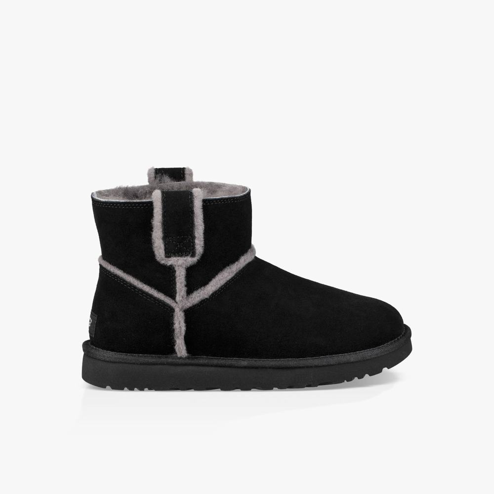 Bottes Classic UGG Classic Mini Spill Seam Femme Noir Soldes 899URAPQ